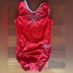 GK Red Leotard with Rhinestone Design-AXS